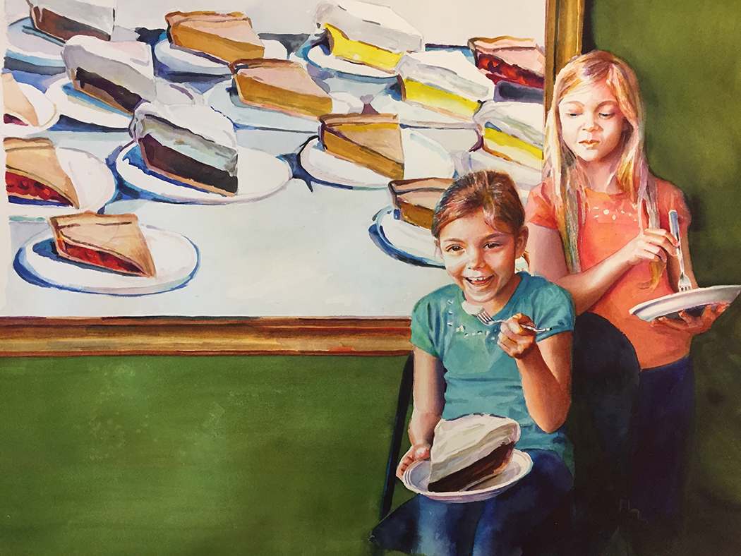 Artist Dan Knepper's “A Slice of Thiebauld To Go” Watercolor Painting