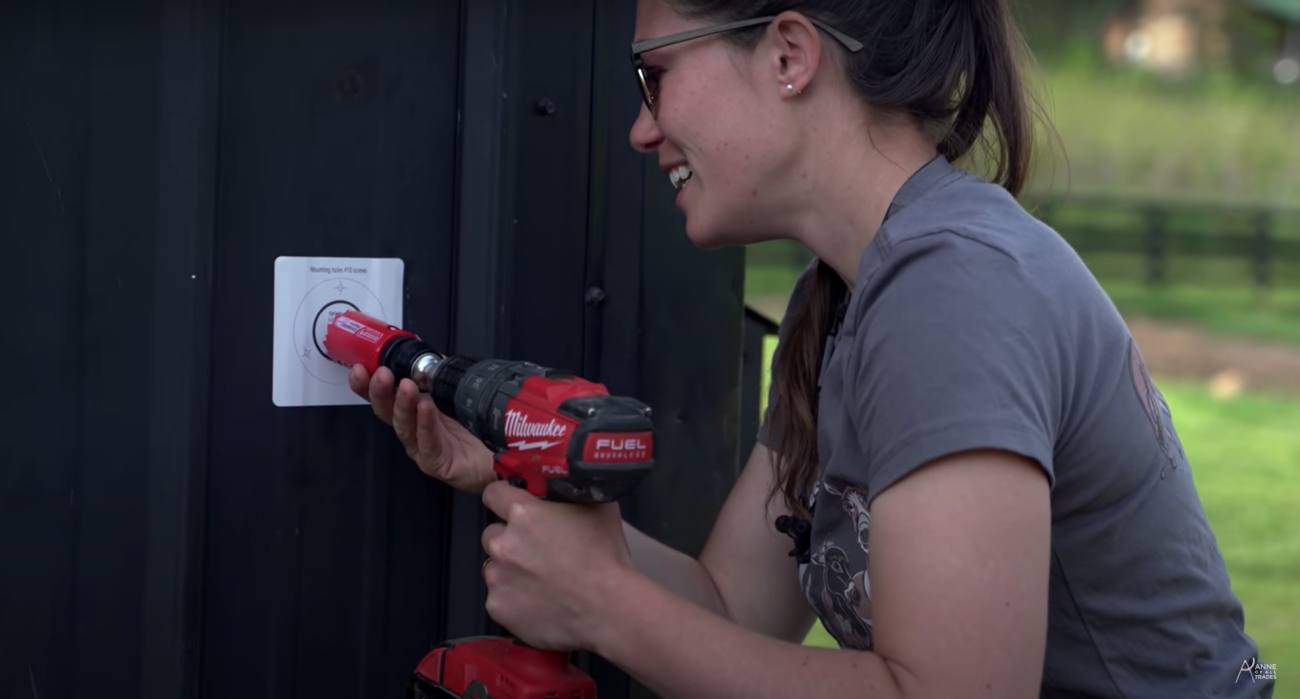 Drilling the Hydrant entry hole using the template