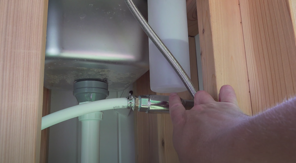 Flexible PEX plumbing connection.
