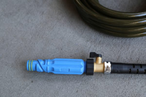Aquor hose connector with accessory attached.